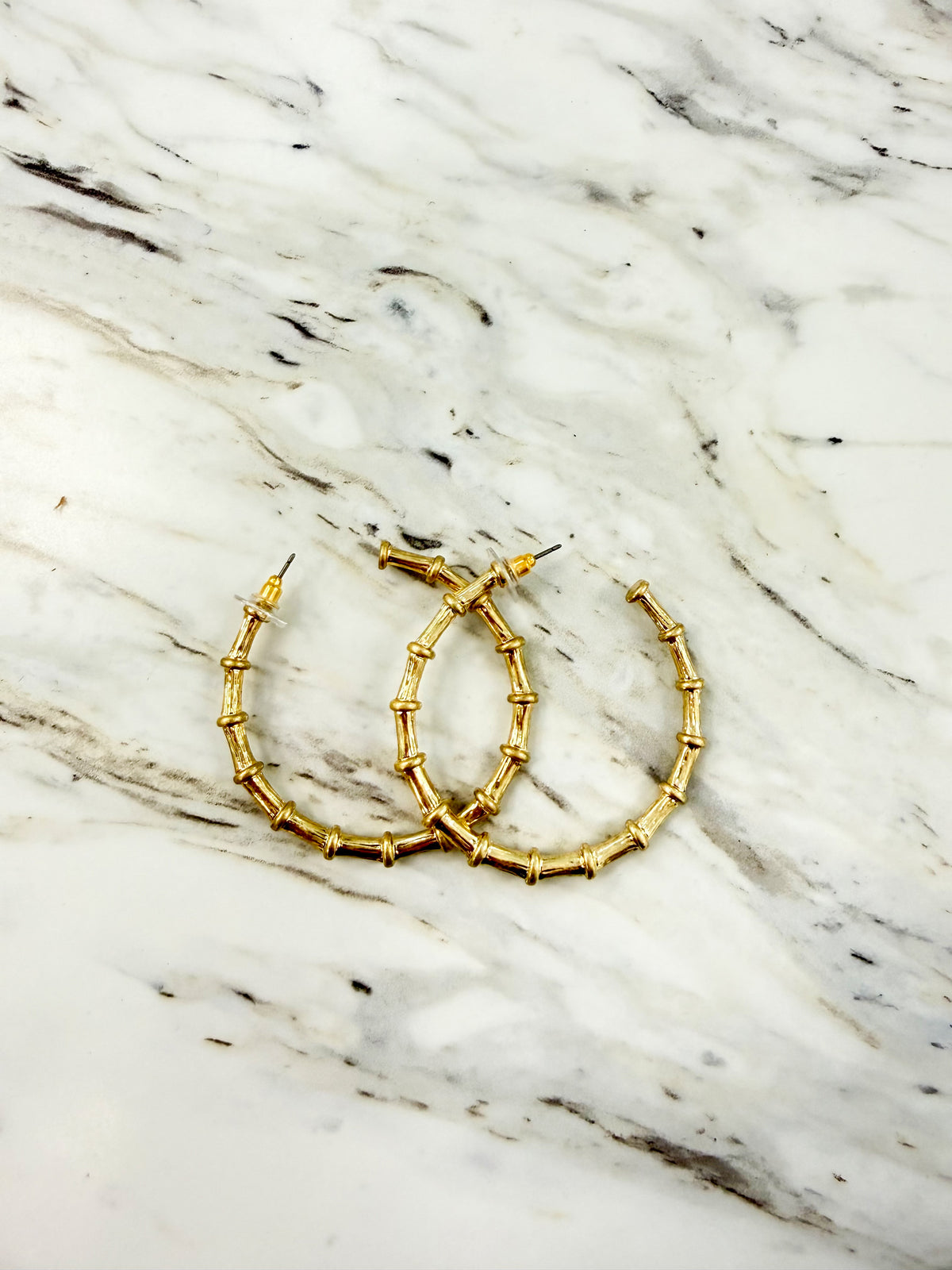 Gold Bamboo Hoop Earrings