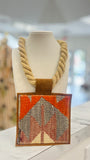 ORIJINAL Rope Pendant Necklace - Orange/Burgundy Patch