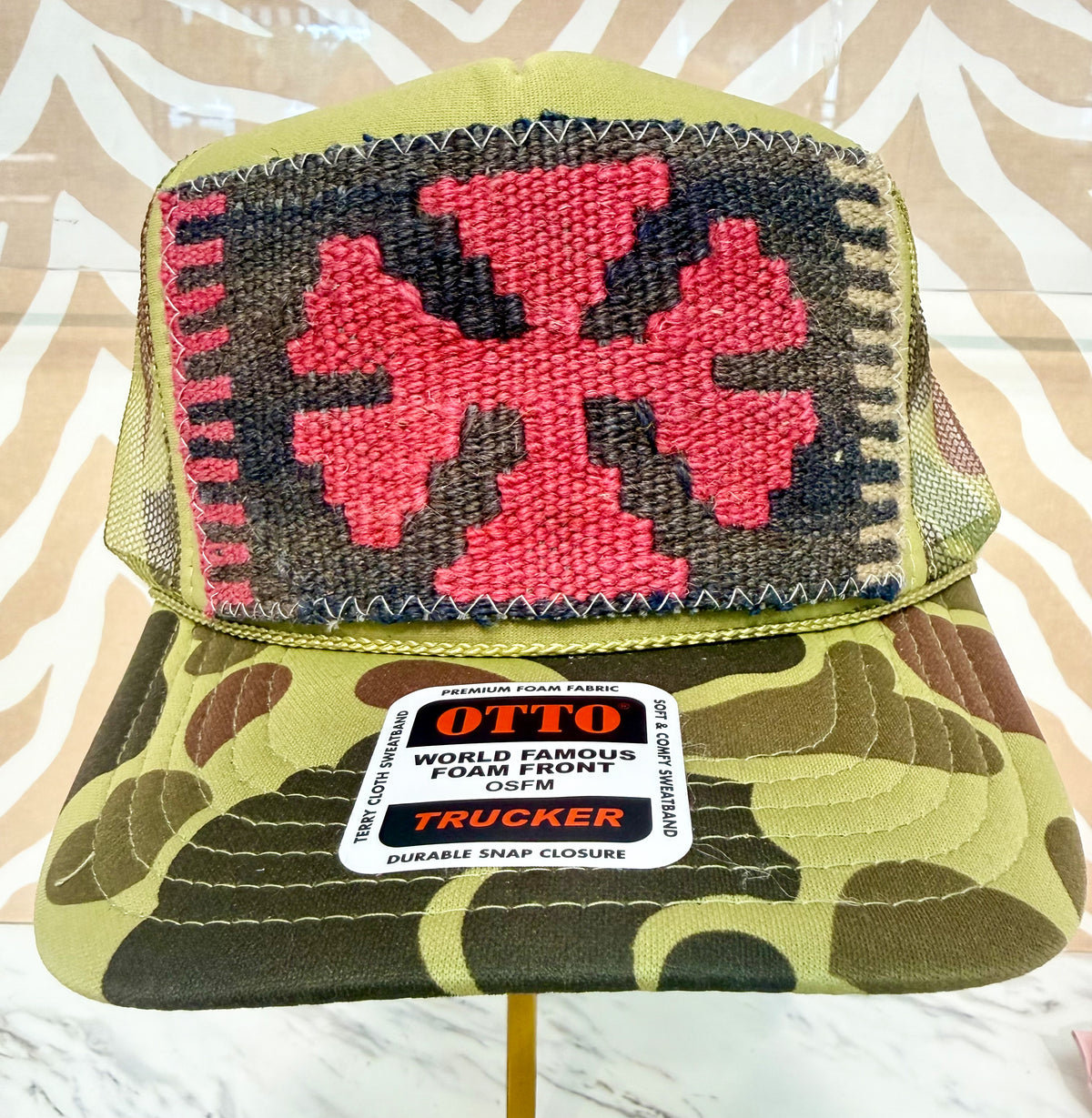 ORIJINAL Trucker Hat in Camo - Red, Chocolate Brown Patch