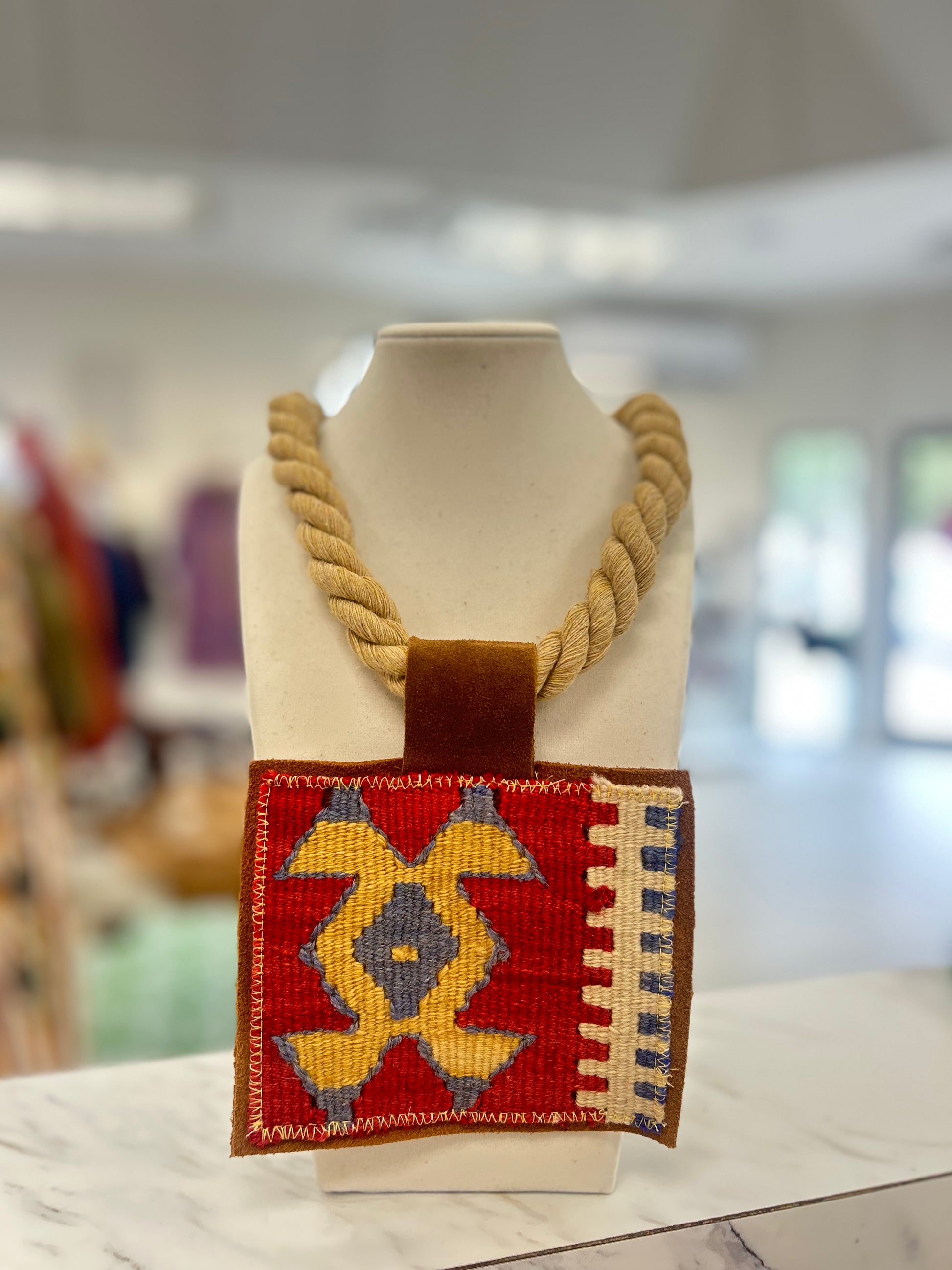 ORIJINAL Rope Pendant Necklace - Red/Yellow Patch