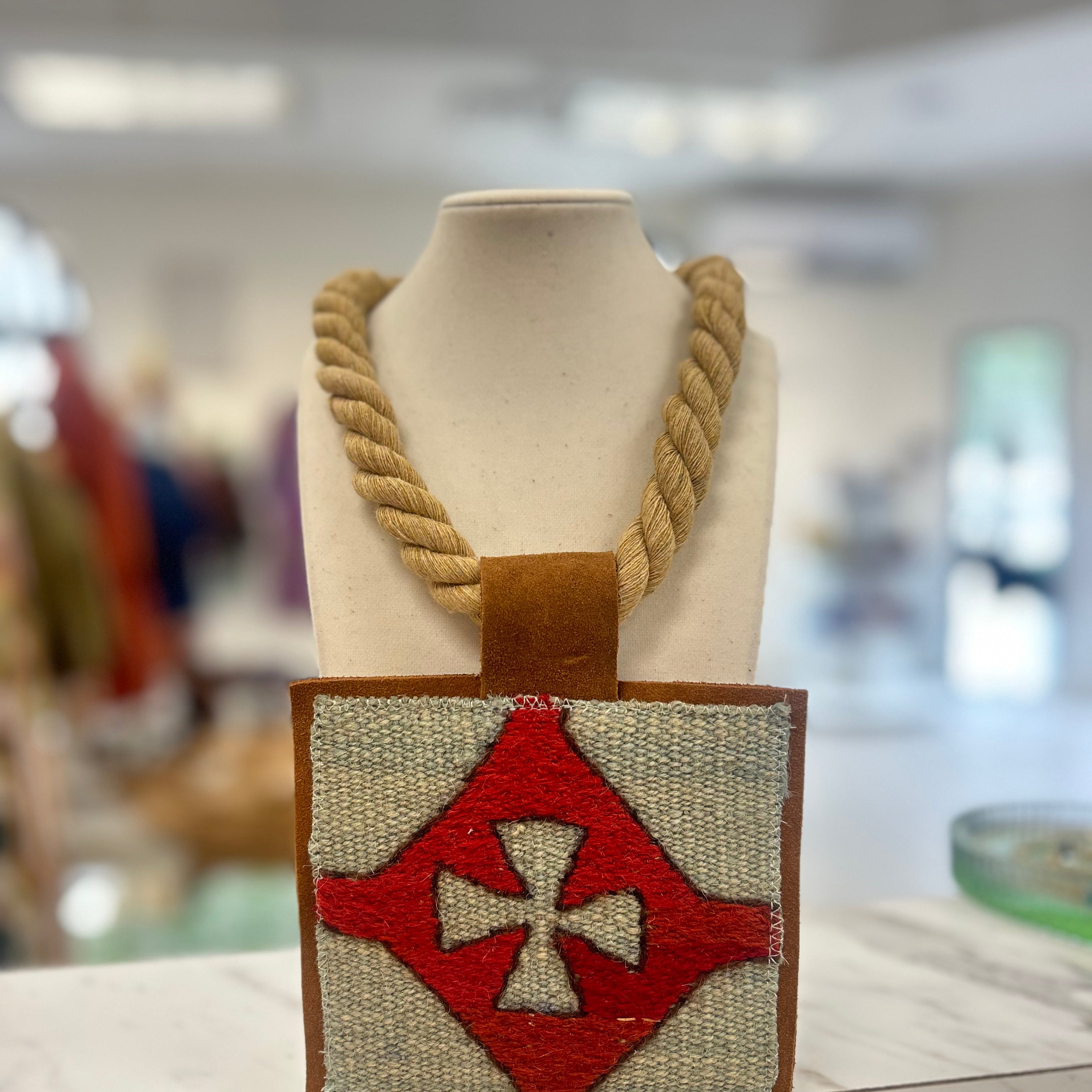 ORIJINAL Rope Pendant Necklace - Red/Teal Patch