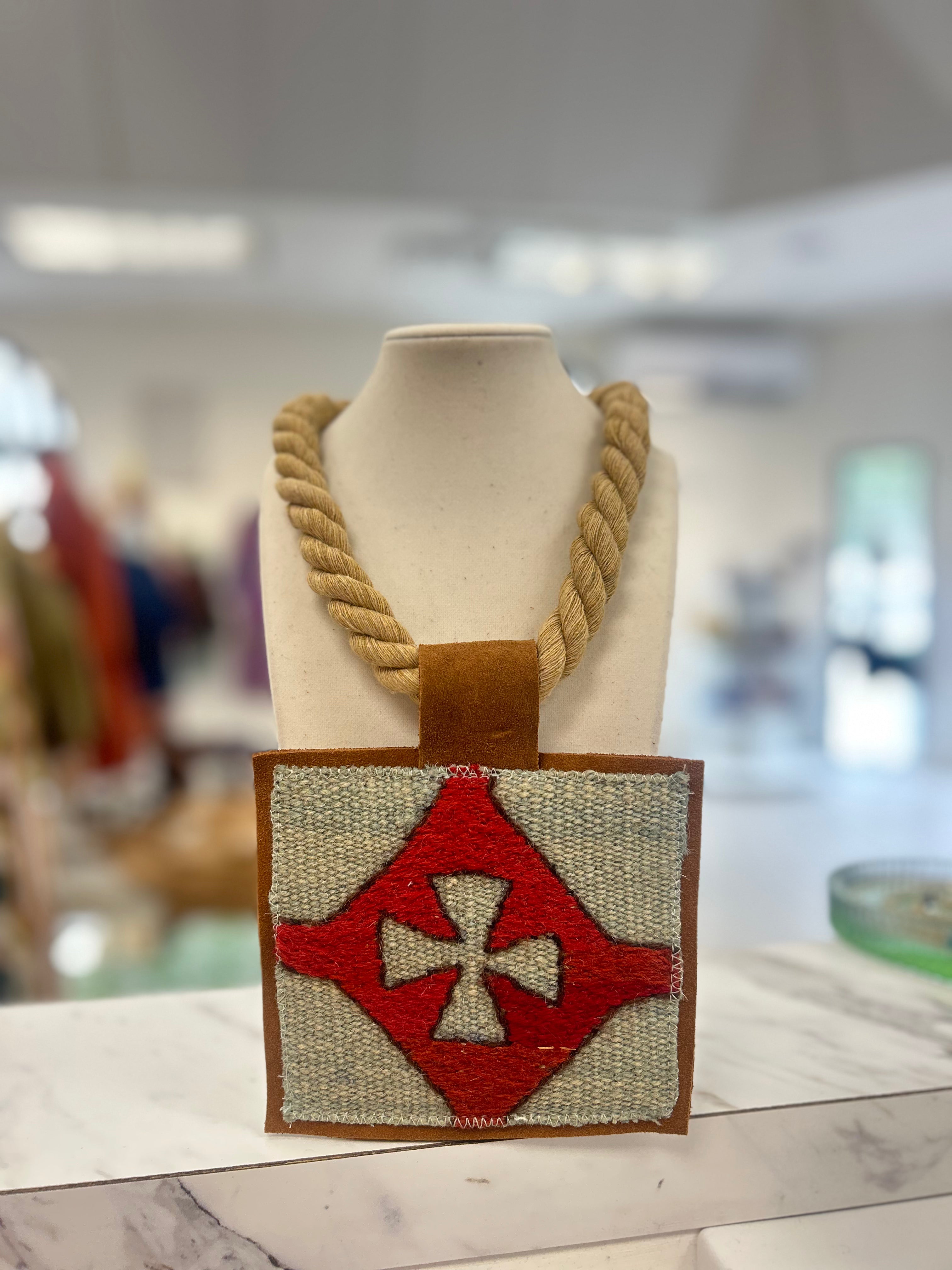 ORIJINAL Rope Pendant Necklace - Red/Teal Patch