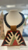ORIJINAL Black Rope Pendant Necklace - Brown/Red/Green Patch
