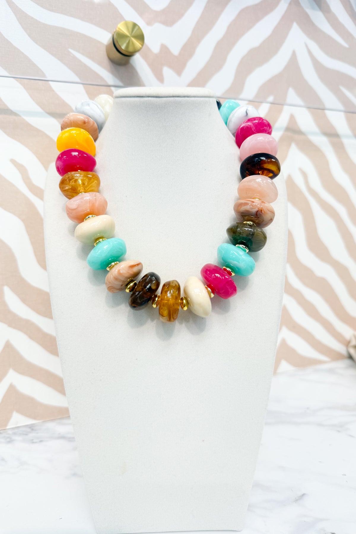 Vibrant Marble Beaded Necklace