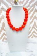 Circle Marble Beaded Necklace in Orange
