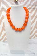 Square Marble Beaded Necklace in Orange