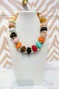 Vibrant + Gold Marble Beaded Necklace