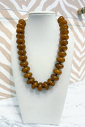 Round Marble Beaded Necklace in Brown