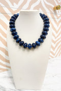 Round Marble Beaded Necklace in Royal Blue