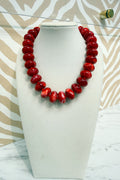 Round Marble Beaded Necklace in Red