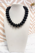 Round Marble Beaded Necklace in Black