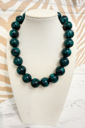 Circle Marble Beaded Necklace in Emerald
