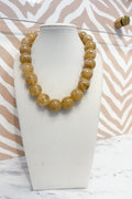 Circle Marble Beaded Necklace in Beige