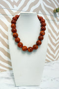 Circle Marble Beaded Necklace in Rust