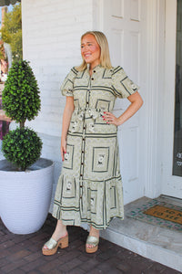 All In The Pattern Maxi Dress - Sage Combo