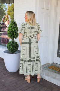 All In The Pattern Maxi Dress - Sage Combo