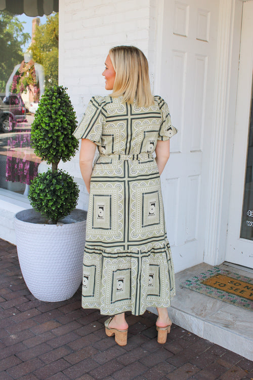All In The Pattern Maxi Dress - Sage Combo