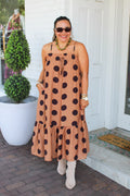 Dottie Dots Maxi Dress - Camel