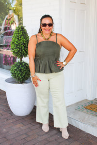 Flatter Me Pleated Top - Army