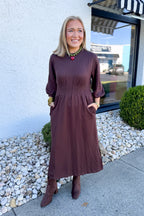 Any Occasion Midi Dress in Brown