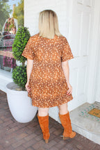 Oh Deer Printed Mini Shift Dress - Brown