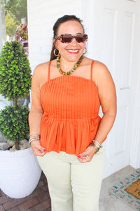 Flatter Me Pleated Top - Cinnamon