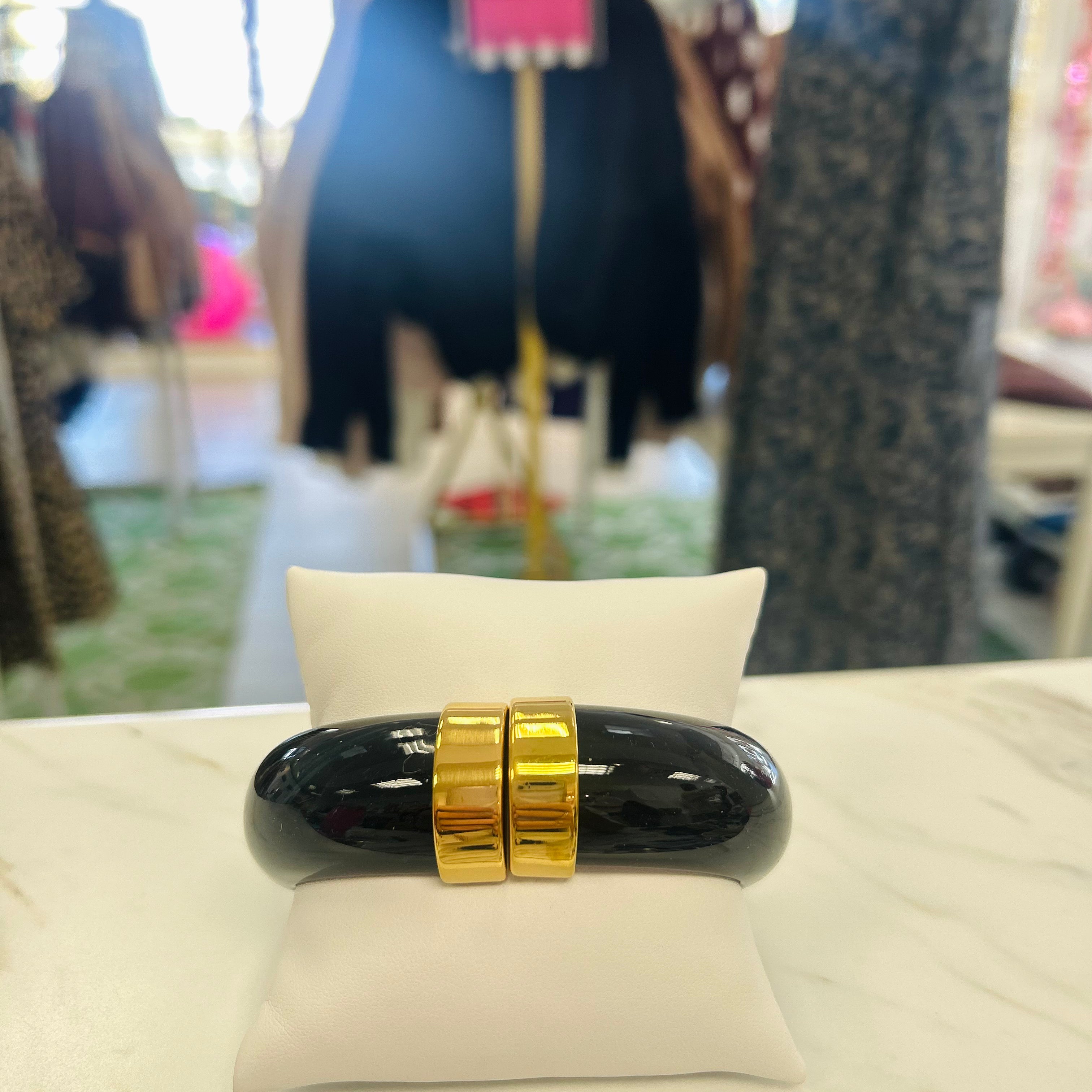 Black Marble Bangle Bracelet