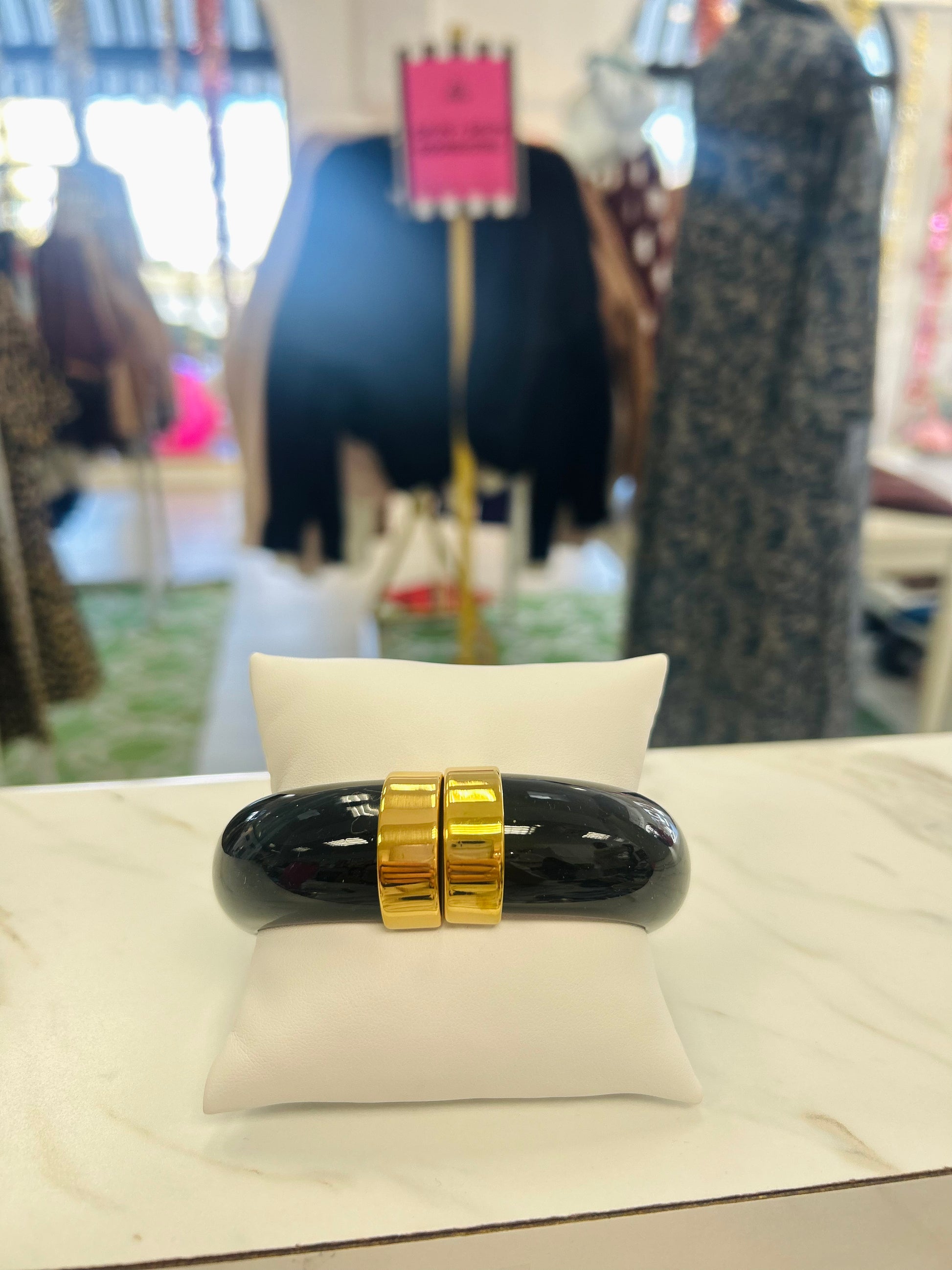 Black Marble Bangle Bracelet