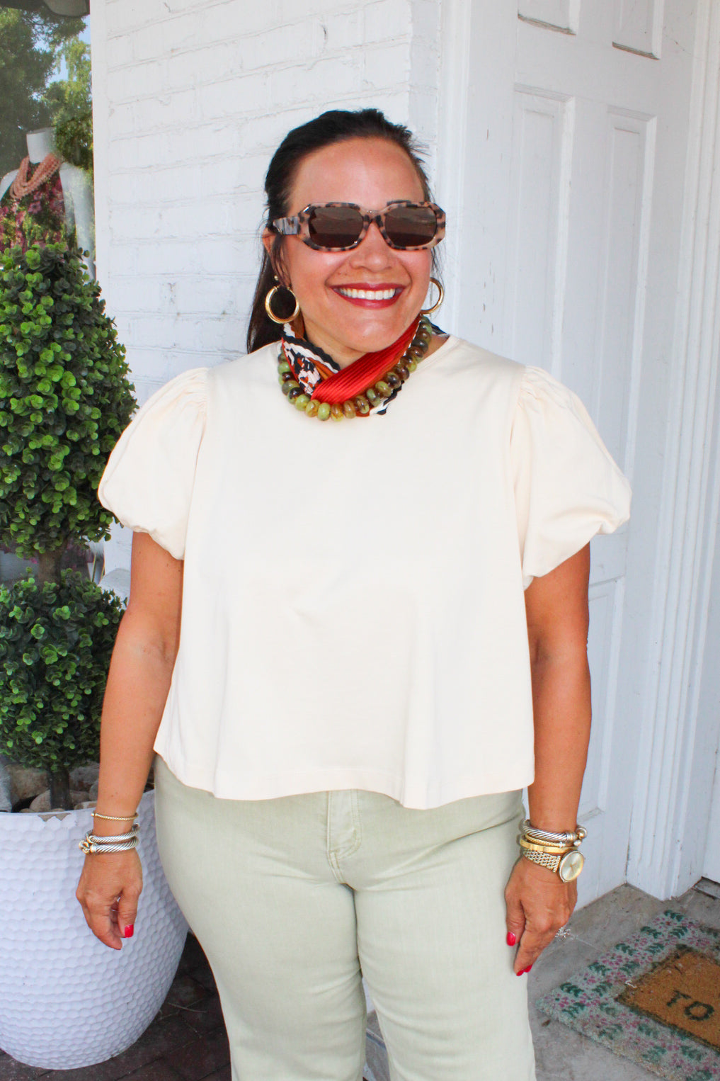 Easy Company Puff Sleeve Tee - Bone