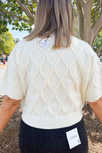 Throw On + Go Short Sleeve Sweater in Ecru