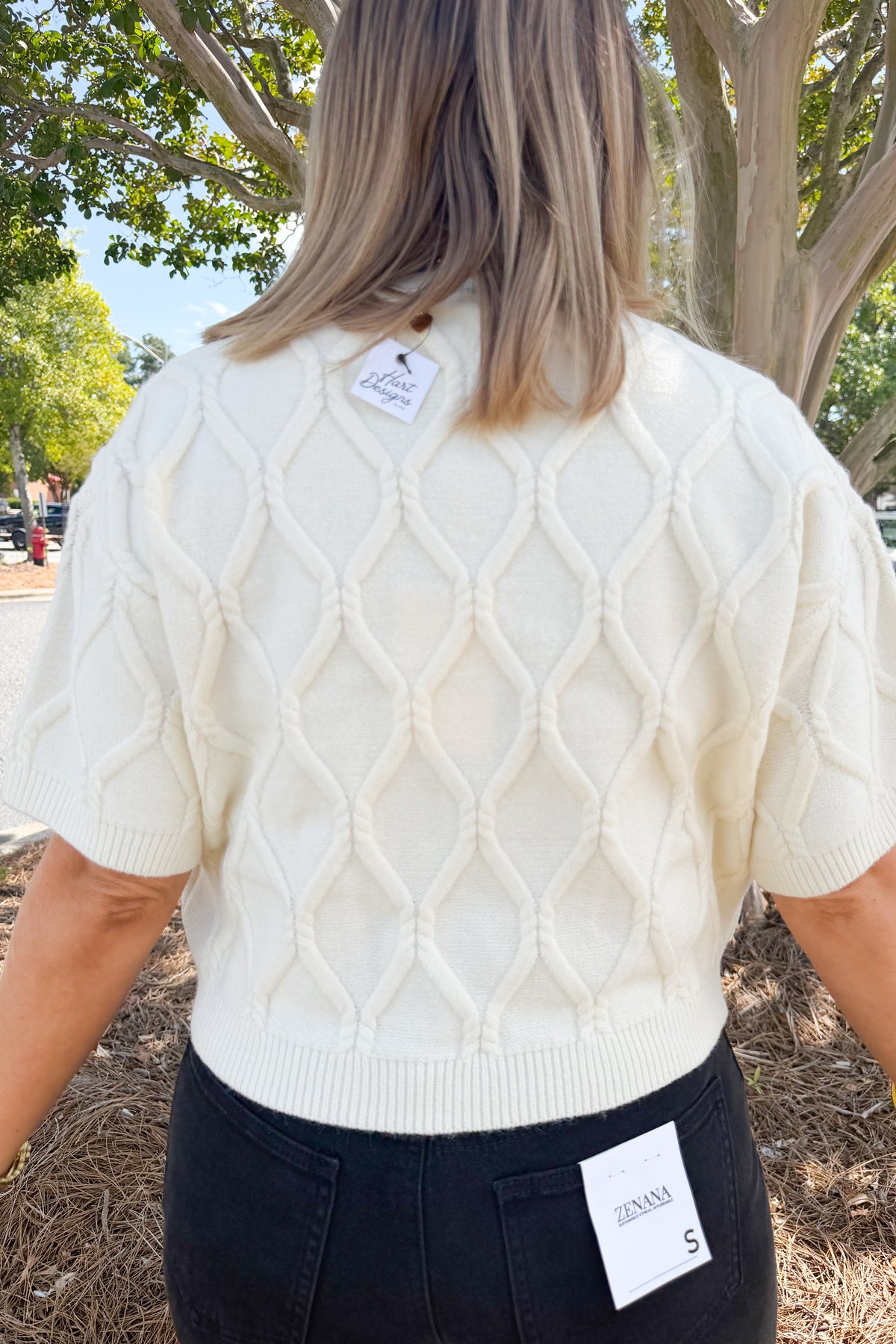 Throw On + Go Short Sleeve Sweater in Ecru