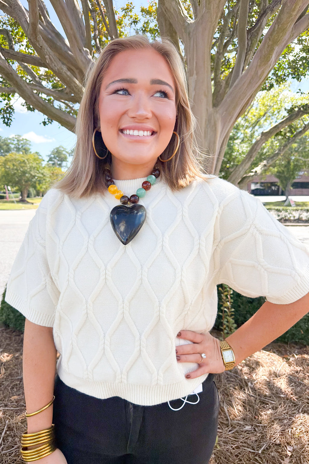 Throw On + Go Short Sleeve Sweater in Ecru