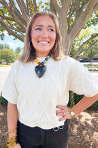 Throw On + Go Short Sleeve Sweater in Ecru