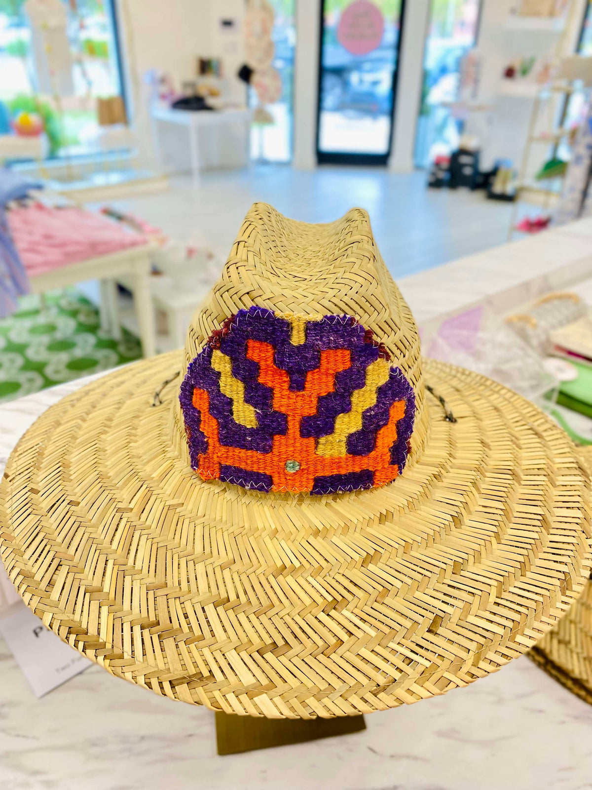 Orijinal lifeguard straw hat / purple, orange, tan patch
