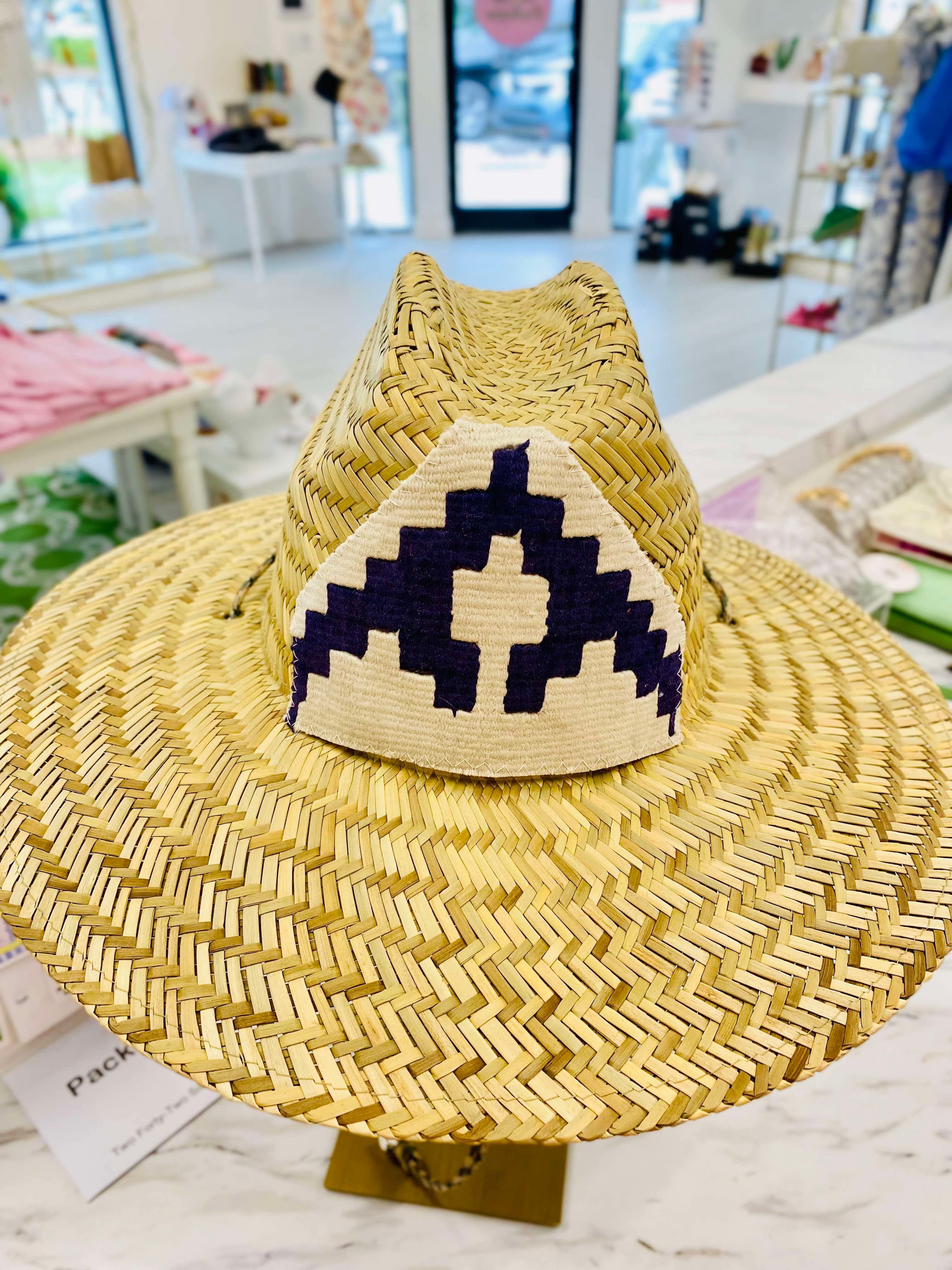 Orijinal lifeguard straw hat / tan and purple patch
