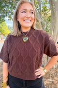 Throw On + Go Short Sleeve Sweater in Brown