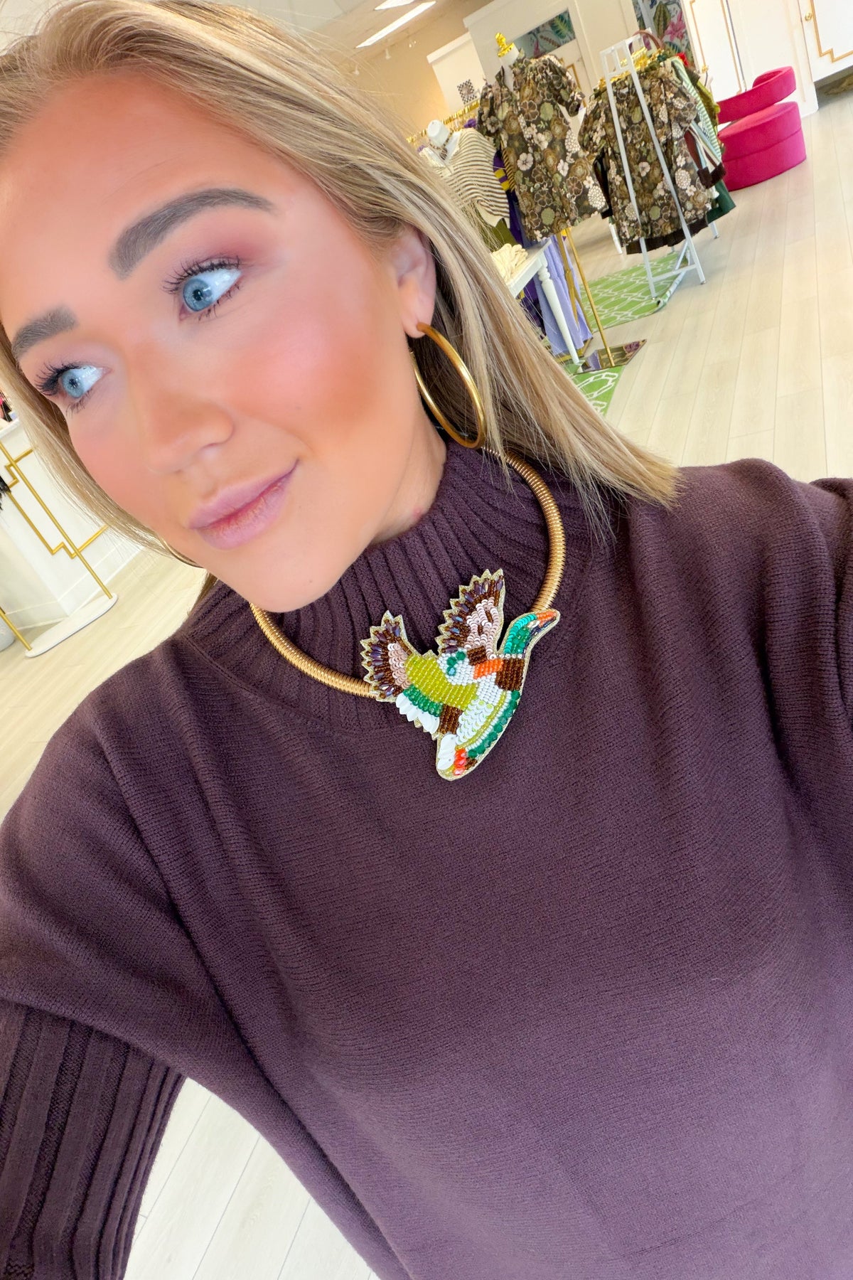 Sequin Mallard Pendant Necklace