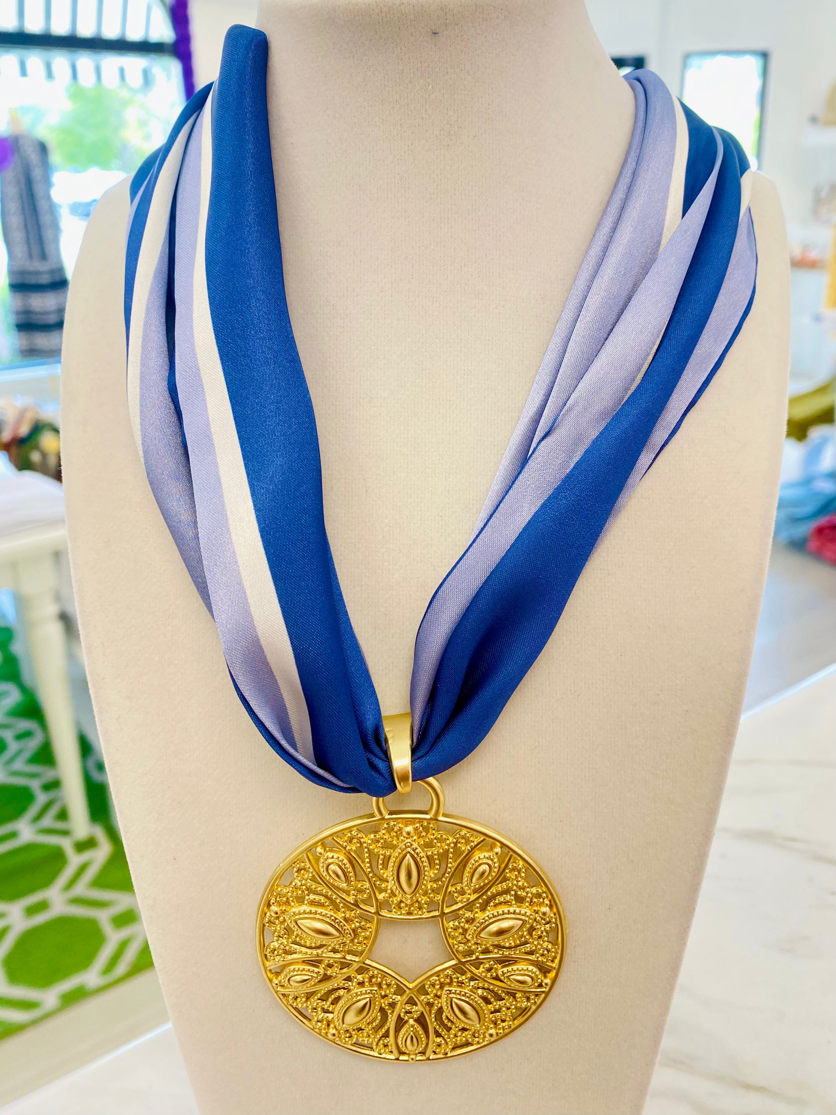 Blue Horizon Scarf Necklace