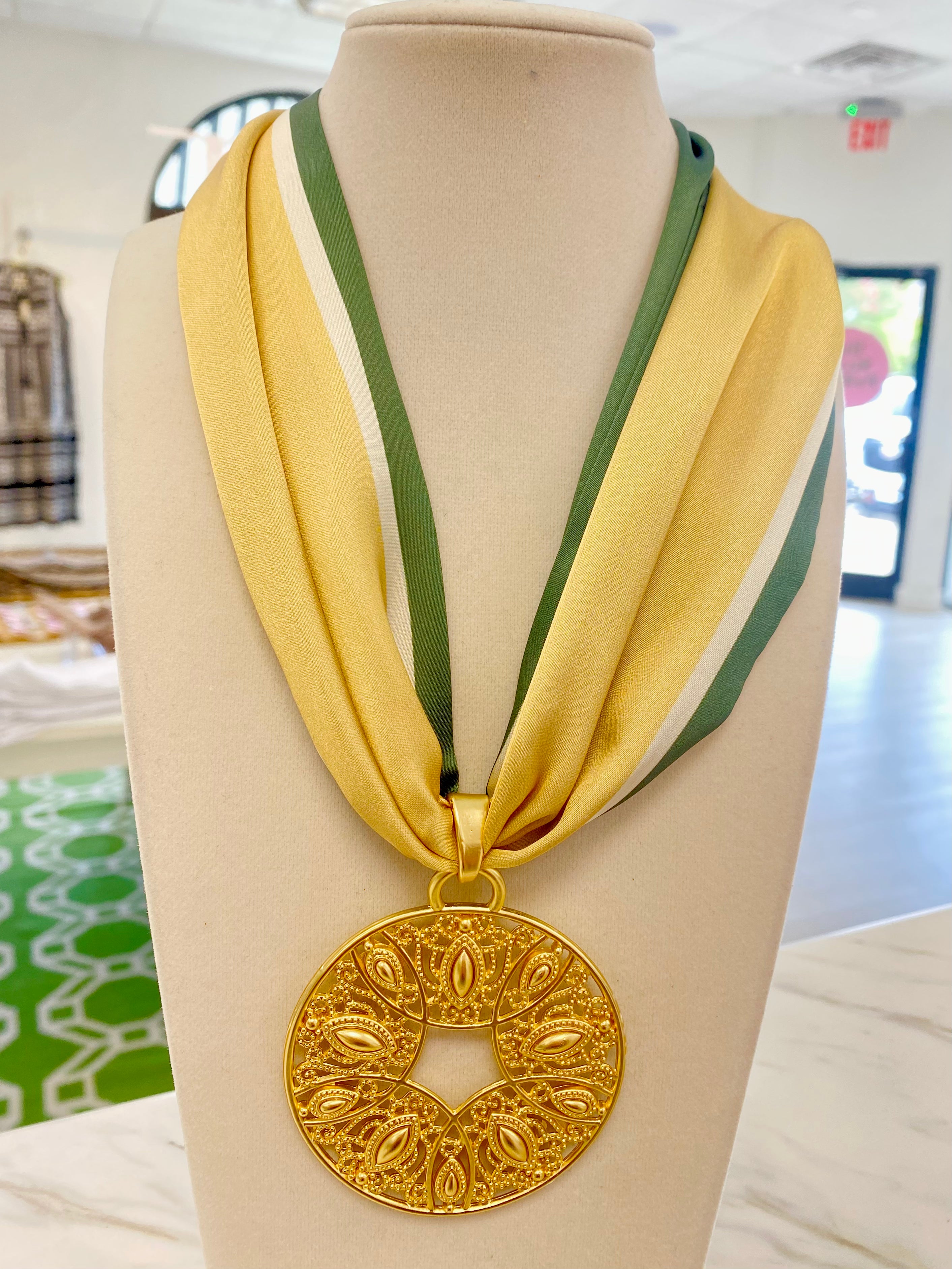 Gilded Green Scarf Necklace