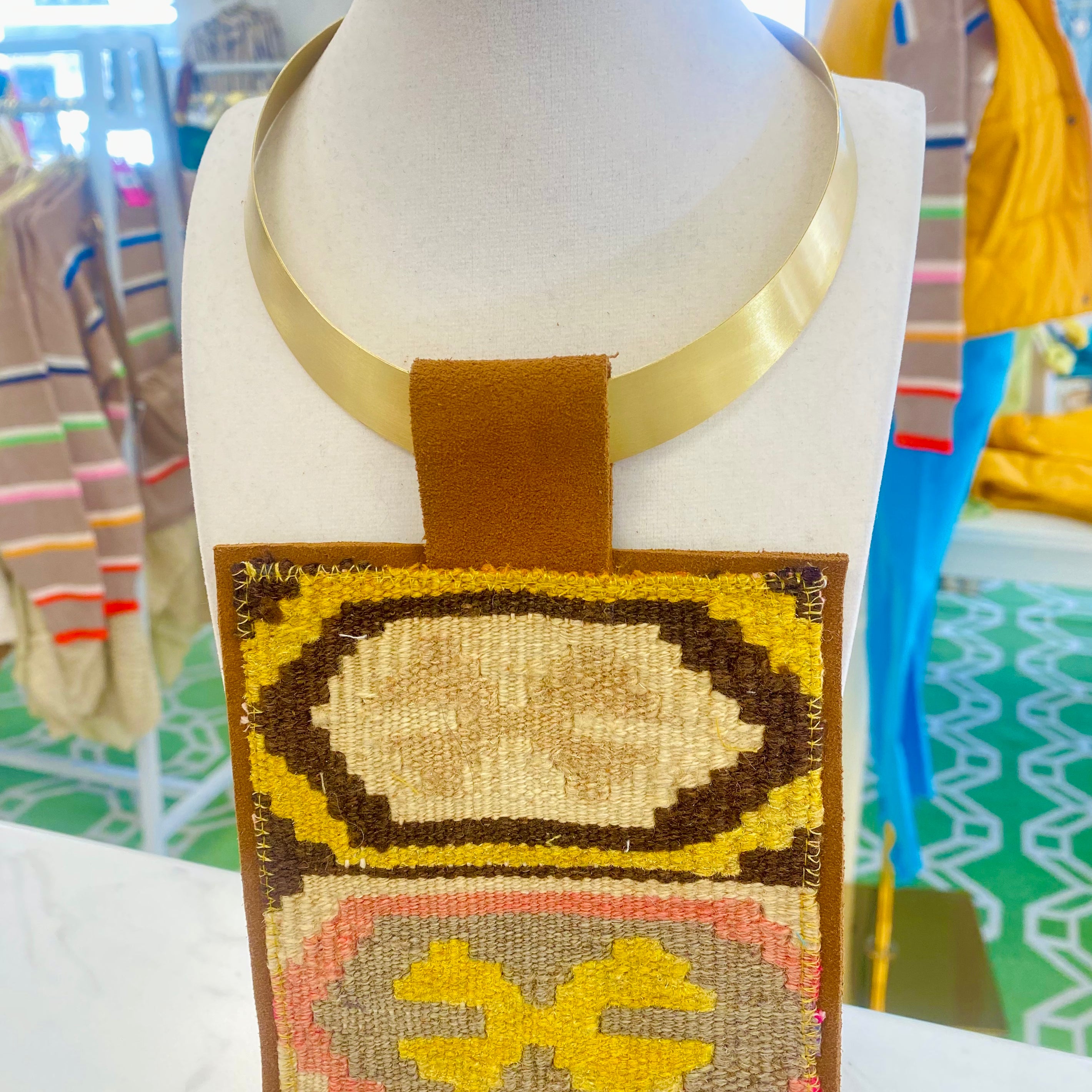 ORIJINAL Brass Pendant Necklace- Brown, Yellow, Pink, Tan, Gray