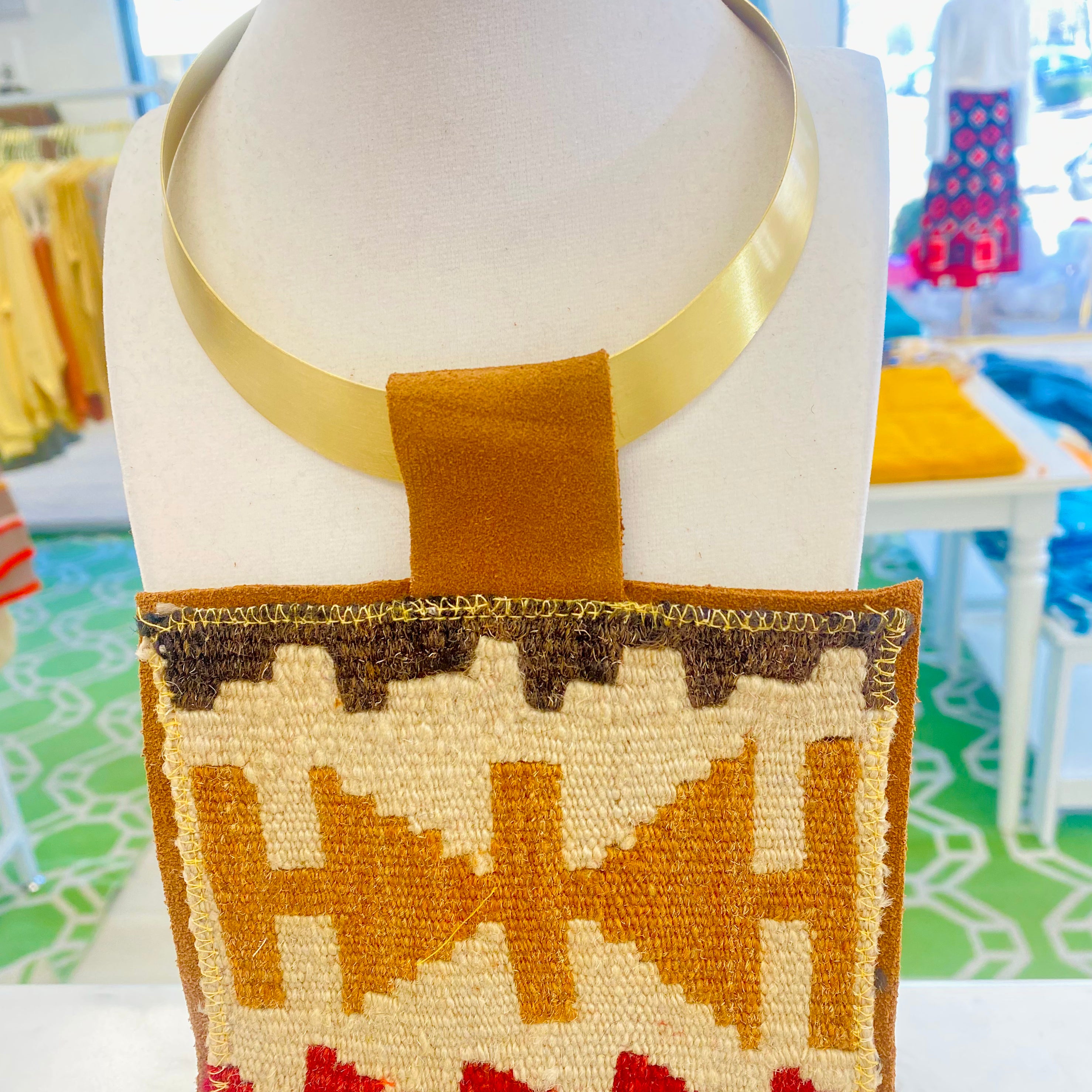 ORIJINAL Brass Pendant Necklace- Brown, Tan, Orange, Red