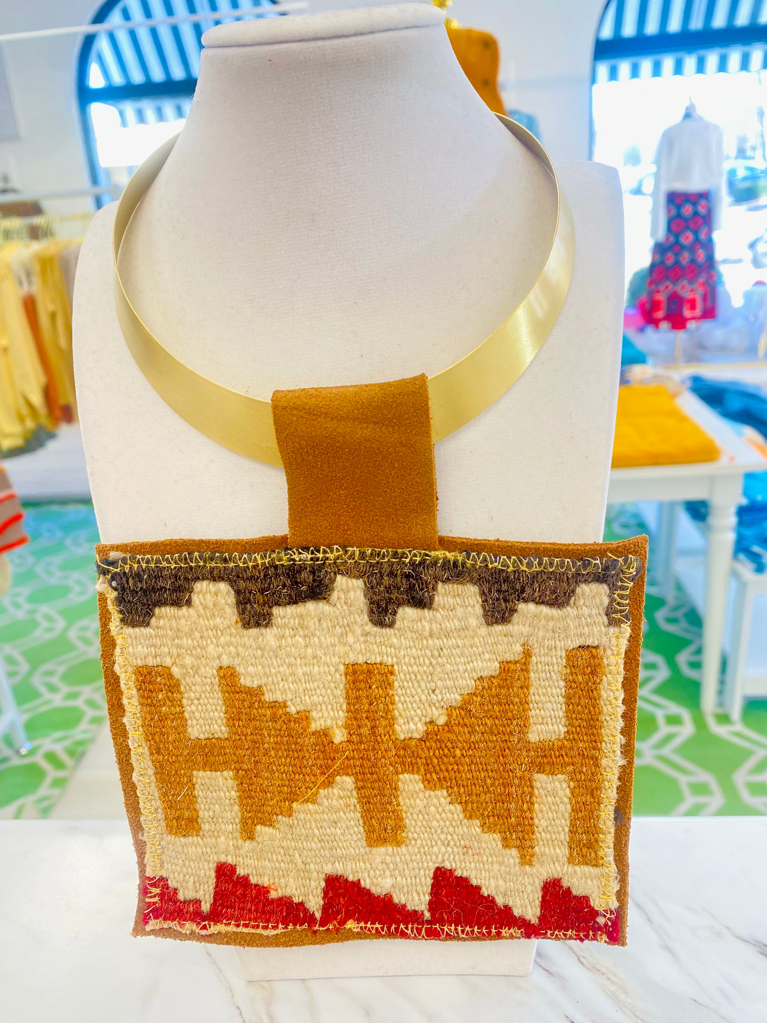 ORIJINAL Brass Pendant Necklace- Brown, Tan, Orange, Red