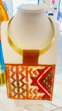 ORIJINAL Brass Pendant Necklace- Brown, Red, Orange, White