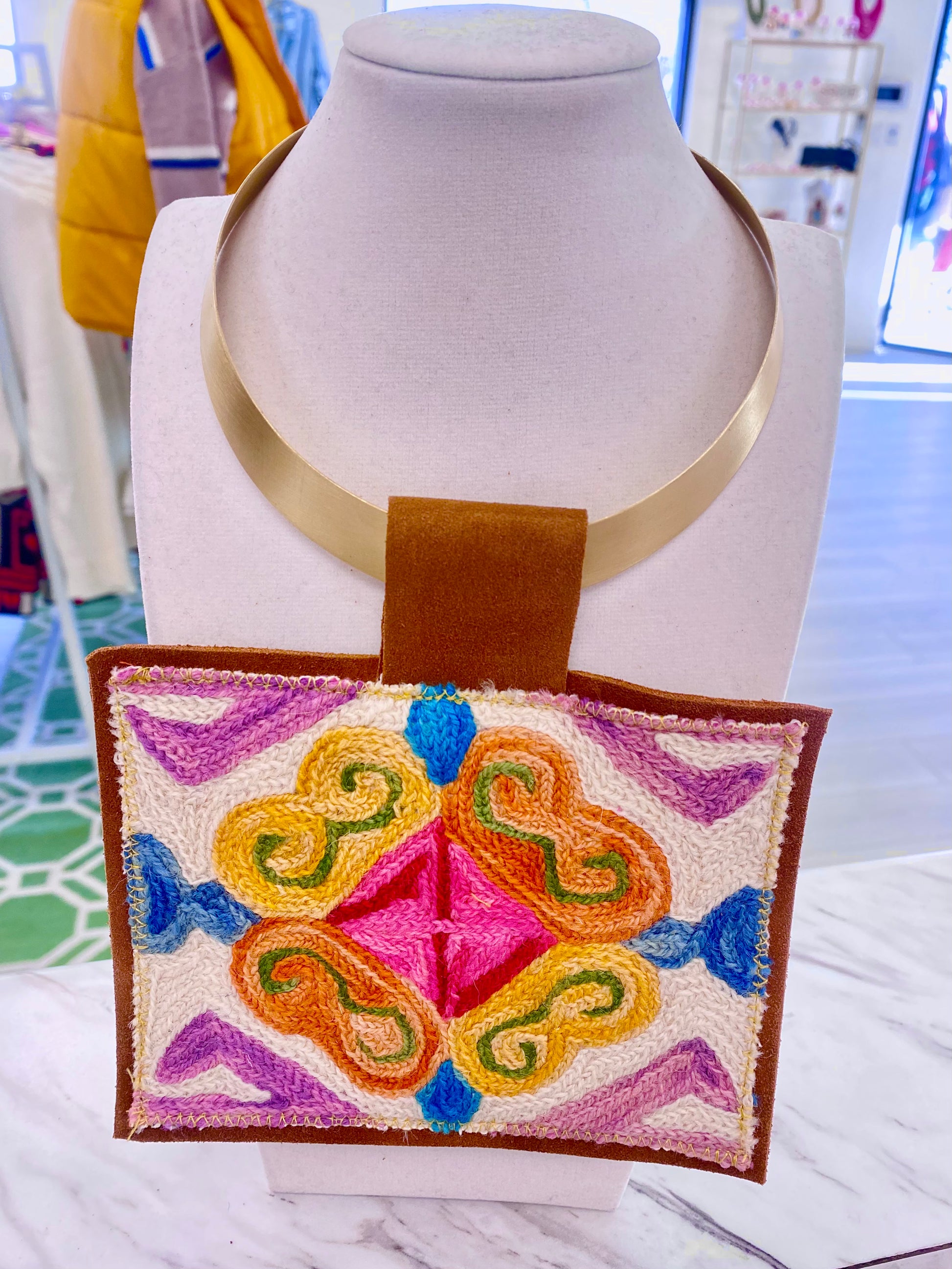 ORIJINAL Brass Pendant Necklace- White, Lavender, Pink, Blue, Orange