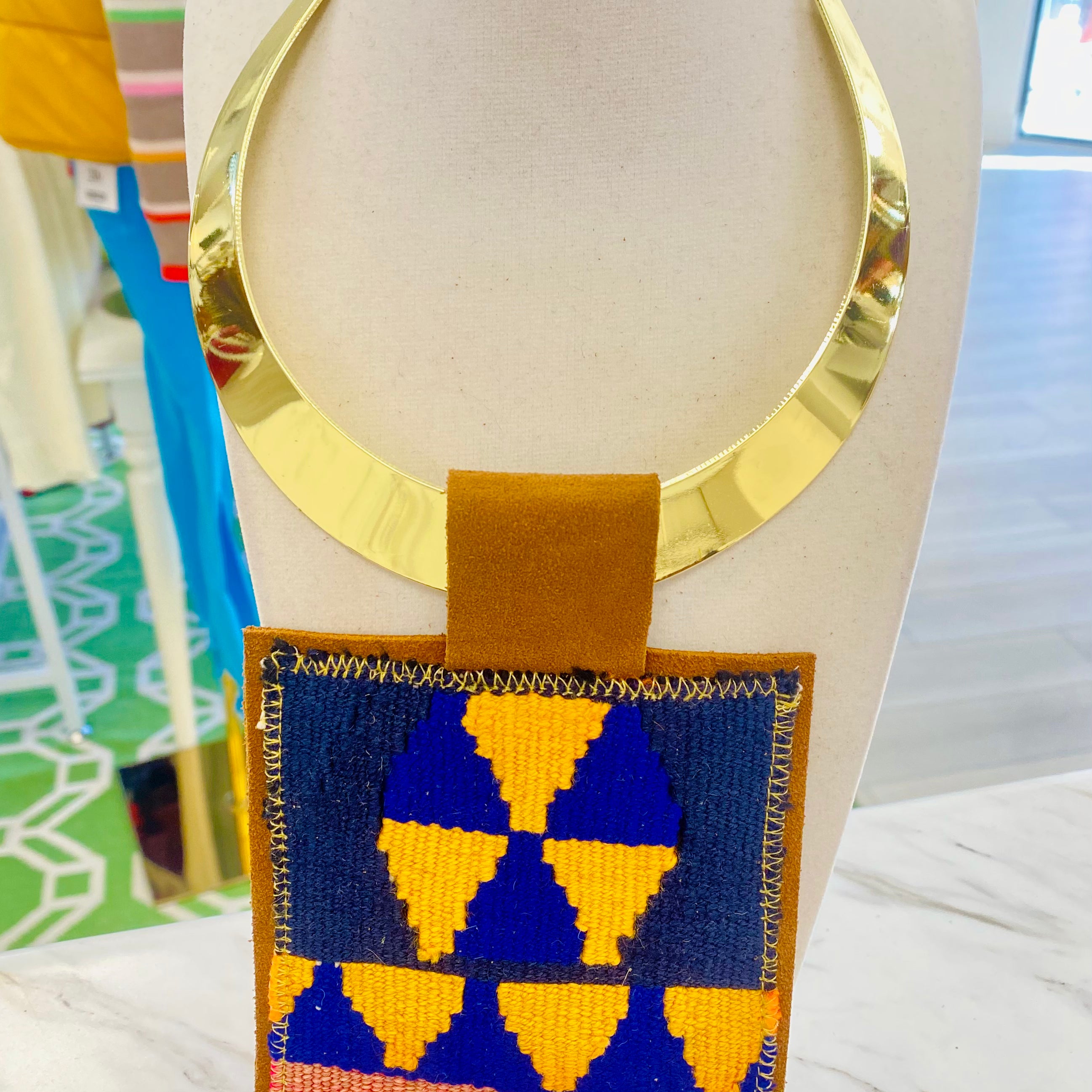 ORIJINAL Shiny Pendant Necklace- Navy, Mustard, Blue, Pink