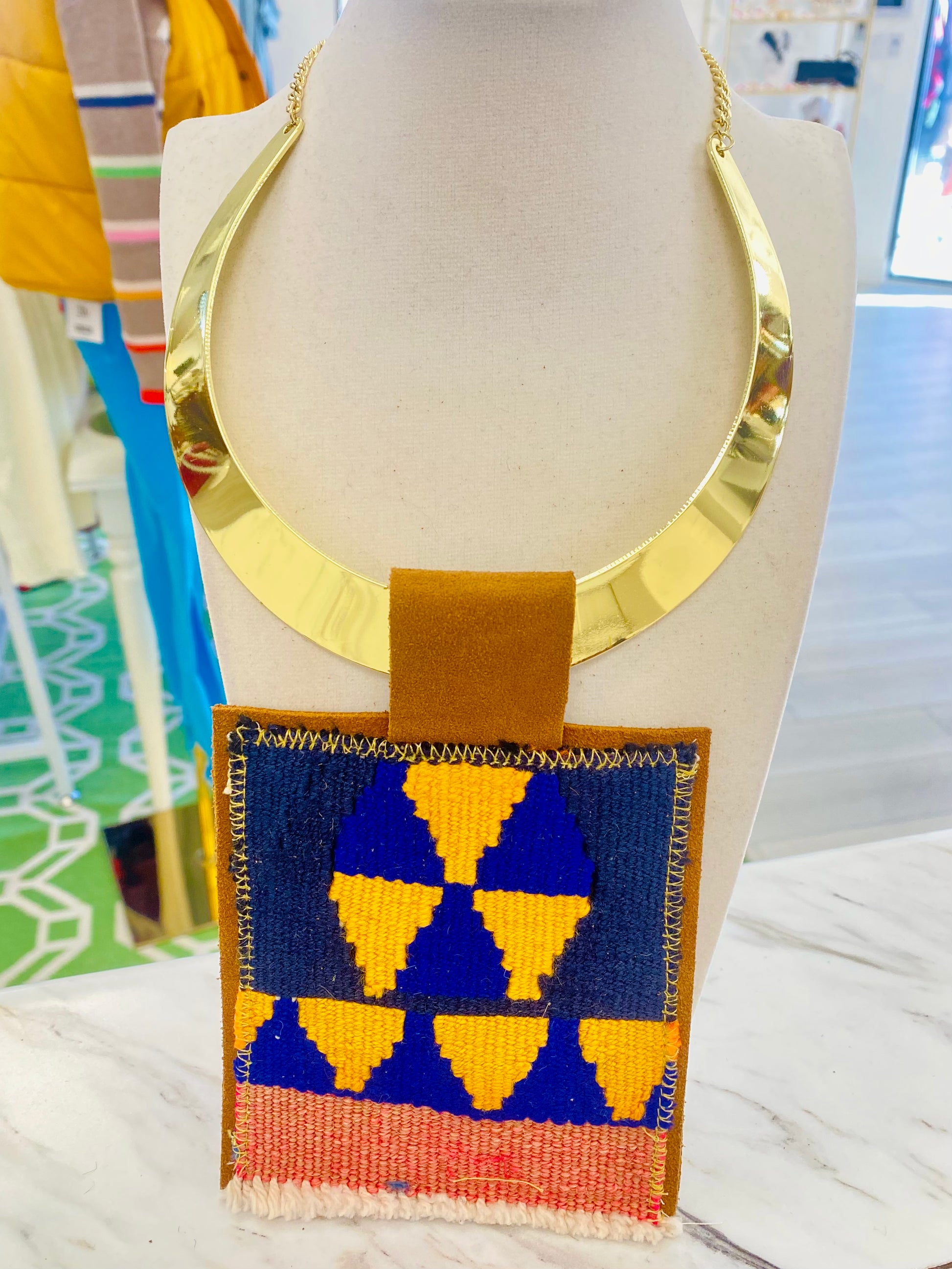 ORIJINAL Shiny Pendant Necklace- Navy, Mustard, Blue, Pink