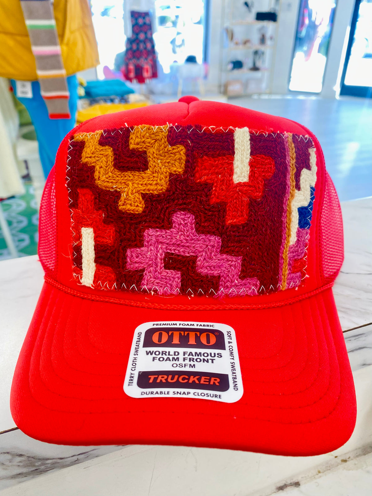 ORIJINAL Trucker Hat in Red - Maroon, Pink, Orange, White Patch