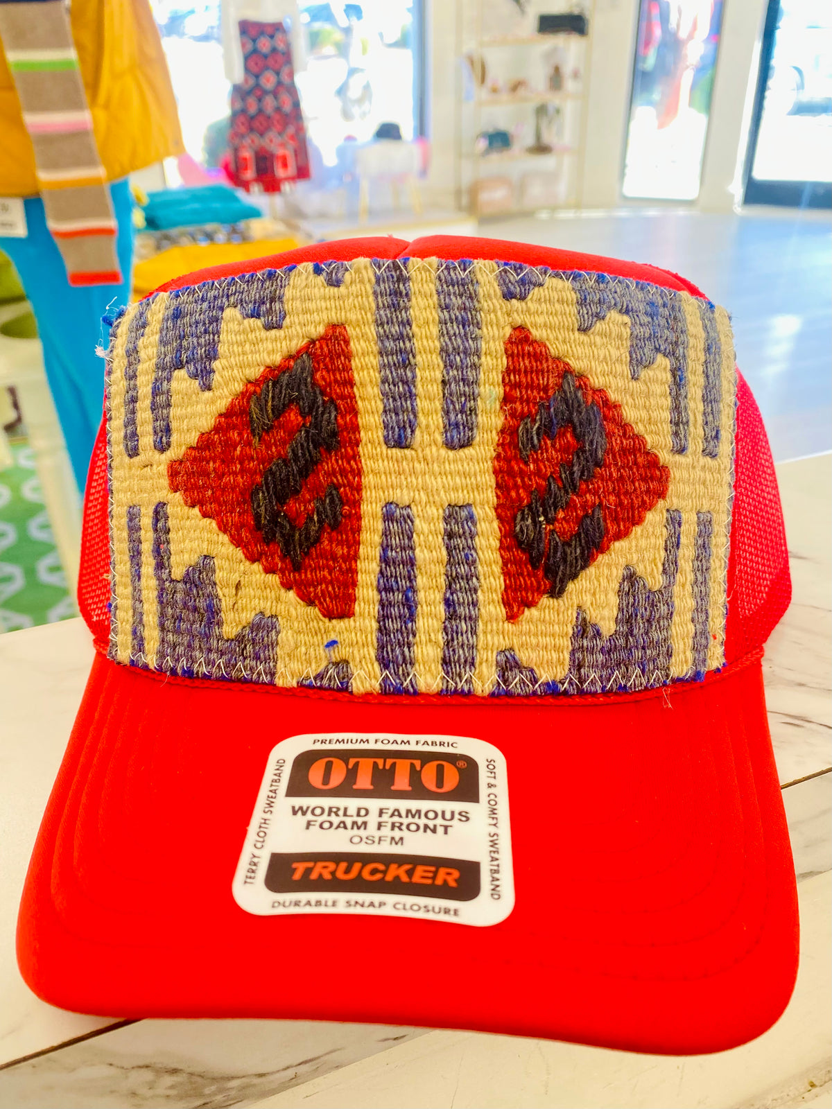 ORIJINAL Trucker Hat in Red - Blue, Red, Tan Patch