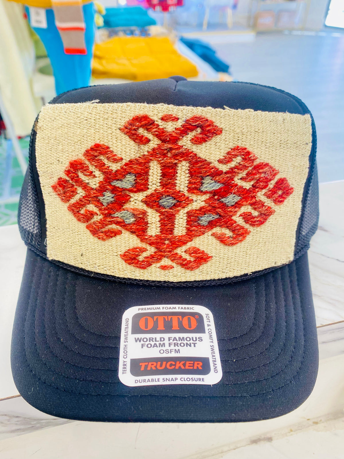 ORIJINAL Trucker Hat in Black - Tan, Gray, Red Patch