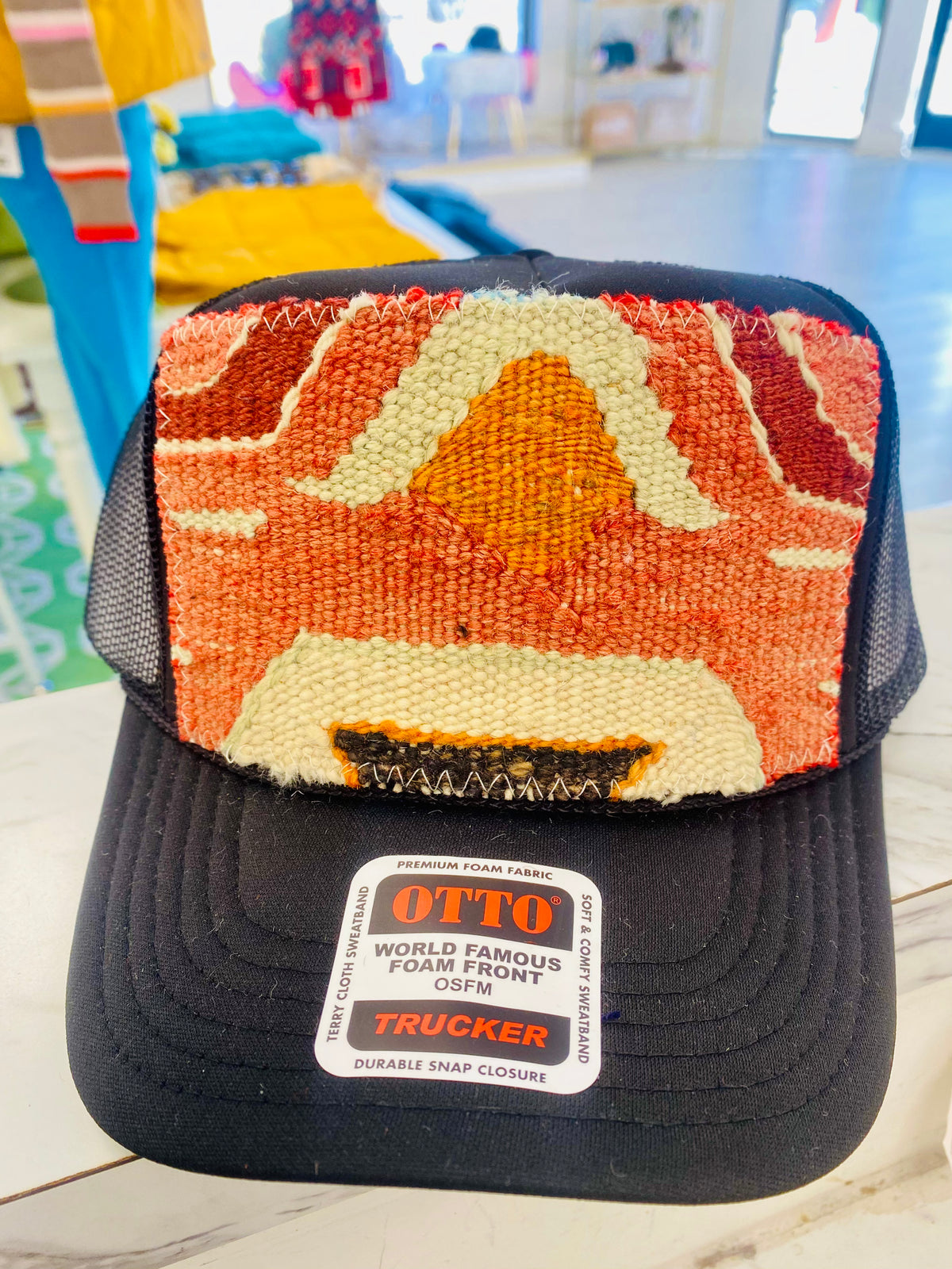 ORIJINAL Trucker Hat in Black - Tan, Rust, Red, Orange Patch
